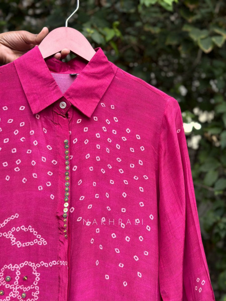 Vedya Magenta Art Modal Printed Shirt