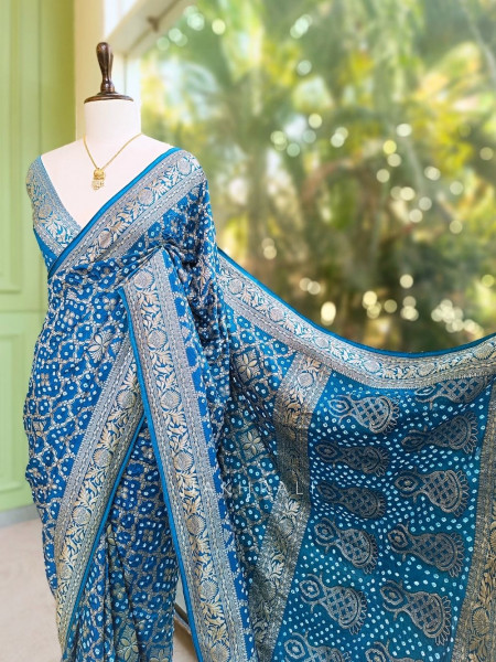 Zorvaya Blue Color Saree with Zari Woven Work