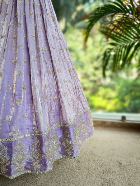 Aarvi Lavender Embroidered Lehenga Set with Mirror and Sequin Work