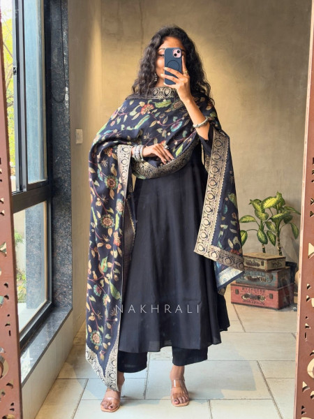 Zivara Black Flared Anarkali Set with Dupatta