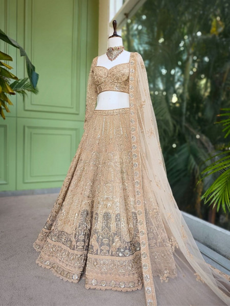 Rivanya Gold Sequin Embroidered Bridal Lehenga Set