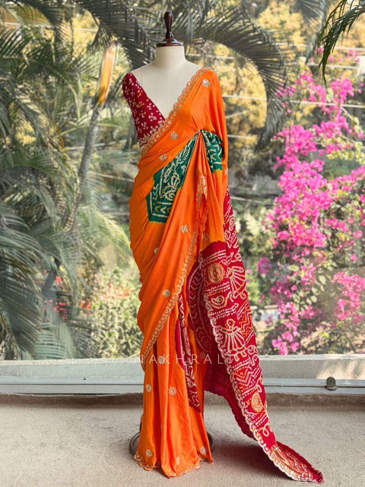 Image of Rangtaal Mustard Bandhani Saree