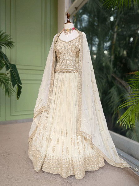 Svara Cream Lehenga Set