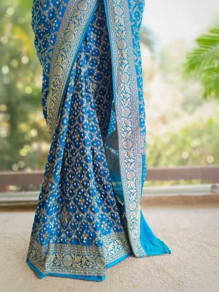 Zorvaya Blue Color Saree with Zari Woven Work