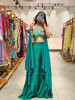 Ruhaya Indo Western Green  Crop Top Palazzo Set with Cut Dana Work