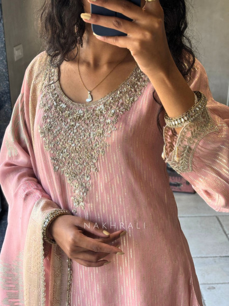 Zohra Sequin Embroidered Suit Set with Tassel Detail