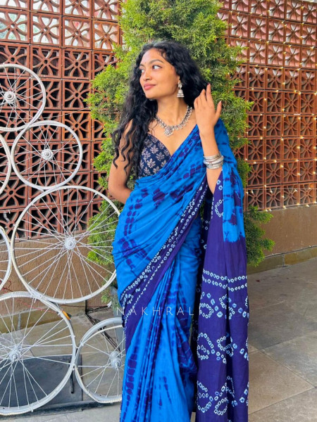 Riva Blue Tie-Dye Saree