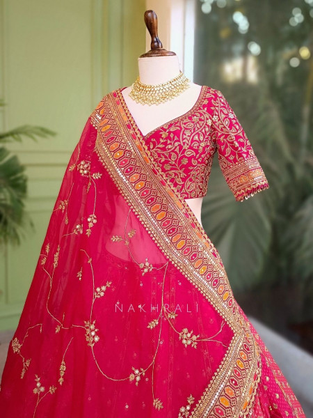 Rudrika Red Bridal Lehenga with Zari Sequin and Gota Patti