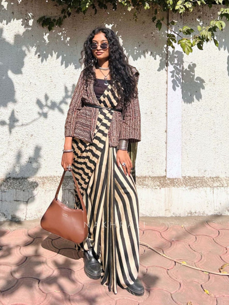 Tara Black Modal Saree with Zari Border