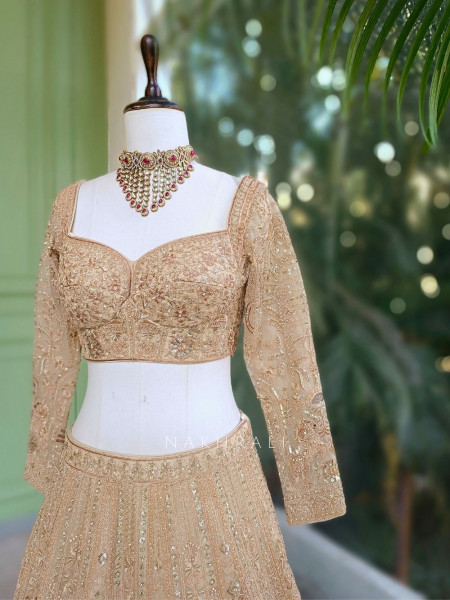 Rivanya Gold Sequin Embroidered Bridal Lehenga Set