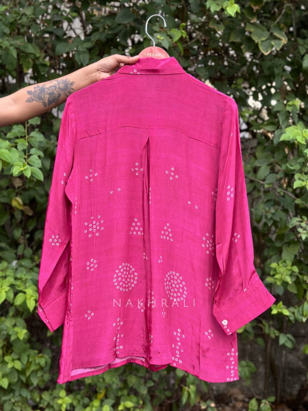 Vedya Magenta Art Modal Printed Shirt