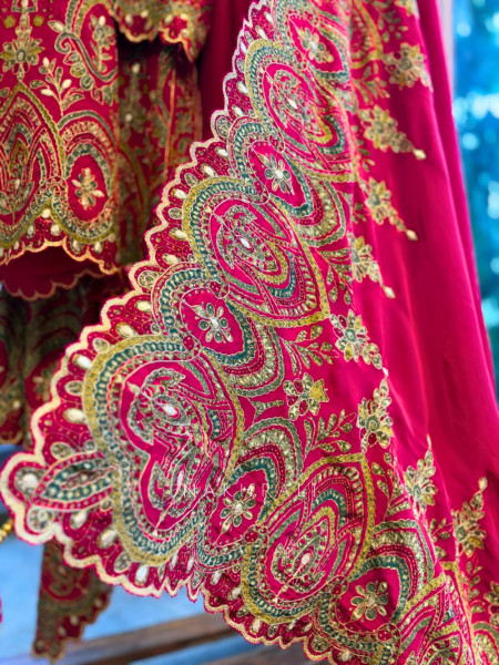 Tarini Magenta Palazzo Suit Set with Detailed Embroidery