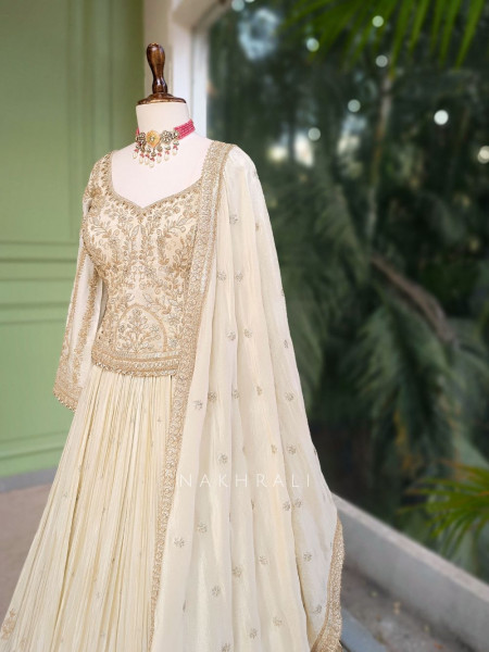 Svara Cream Lehenga Set