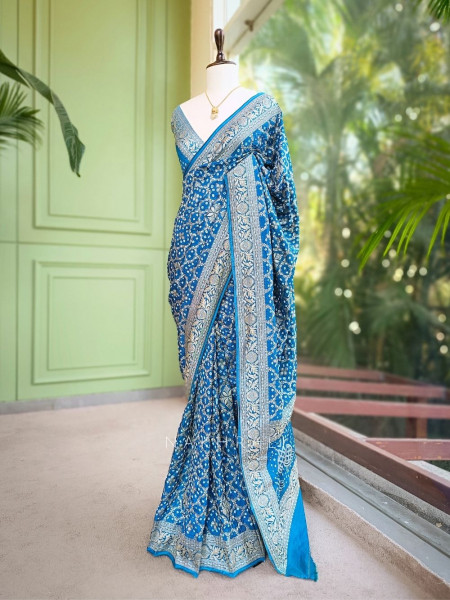 Zorvaya Blue Color Saree with Zari Woven Work