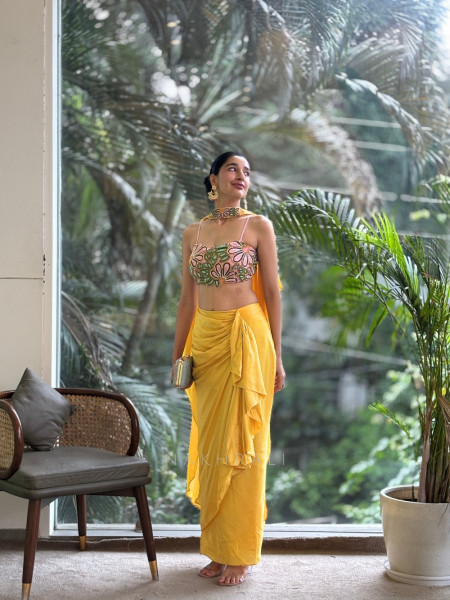 Sunshine Stunner Embroidered Crop Top Skirt Set