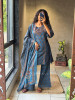 Tarin Blue Cotton Suit Set with Floral Print
