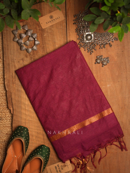 Malini Maroon Kota Doria Saree