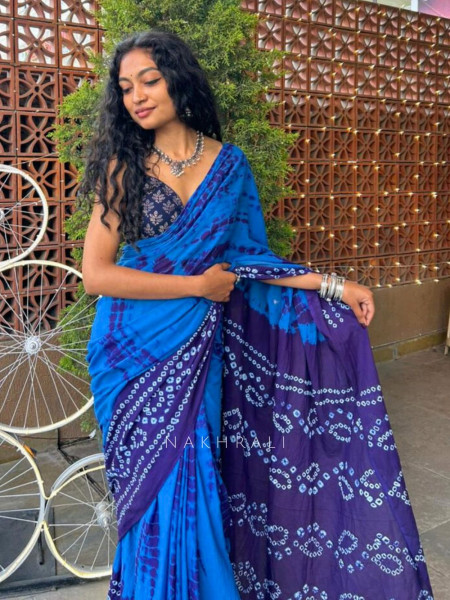 Riva Blue Tie-Dye Saree