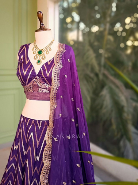 Zavira Purple Lehenga Set with Zari and Sequin Work