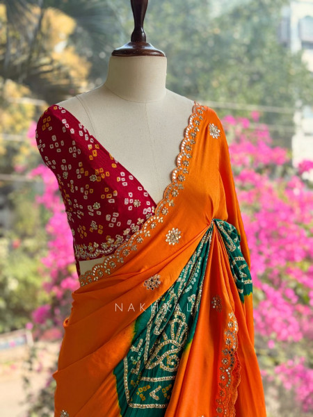 Rangtaal Mustard Bandhani Saree