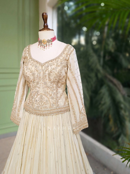 Svara Cream Lehenga Set