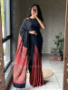 Kairav Red Black Modal Block Print  Saree