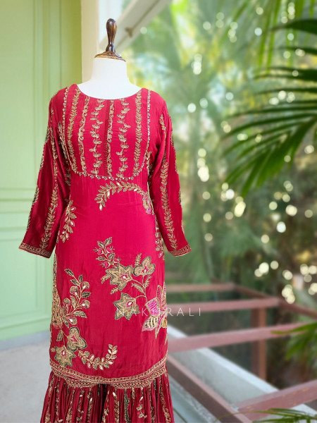 Nirvaya Maroon Suit Set with Thread Sequin Work