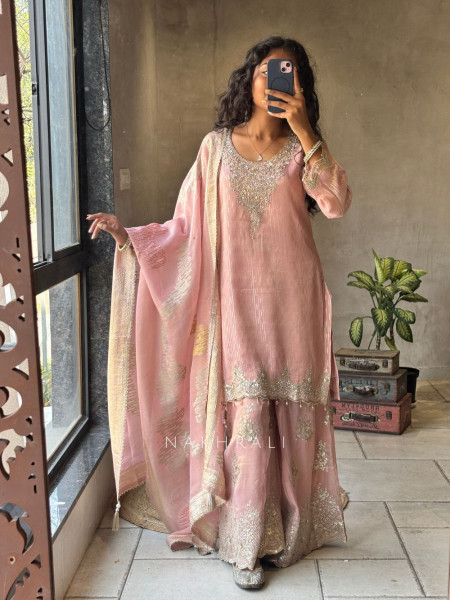 Zohra Sequin Embroidered Suit Set with Tassel Detail