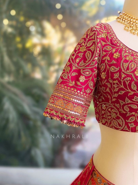 Rudrika Red Bridal Lehenga with Zari Sequin and Gota Patti