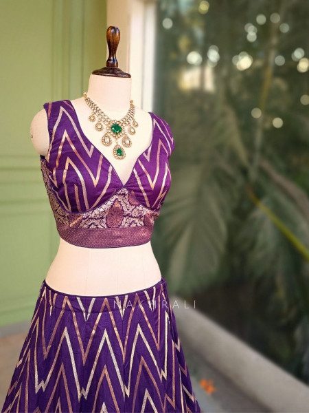Zavira Purple Lehenga Set with Zari and Sequin Work