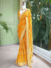 Navya Mustard Khaddi Georgette Bandhani Saree with Sequin &amp; Cut Dana Work