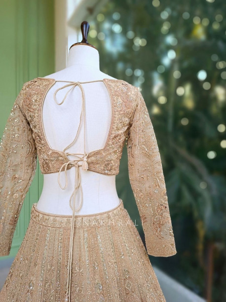 Rivanya Gold Sequin Embroidered Bridal Lehenga Set
