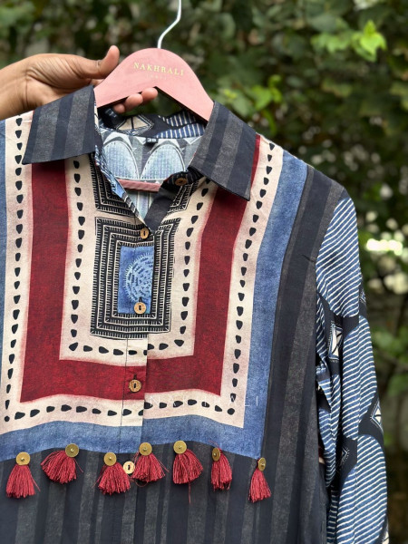 Vedya Black Art Modal Printed Shirt