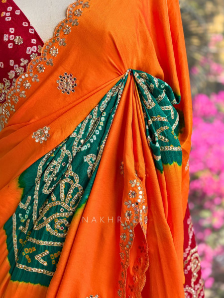 Rangtaal Mustard Bandhani Saree