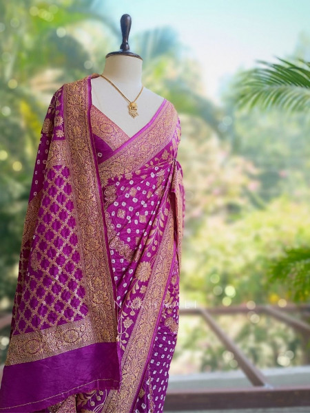Zorvaya Magenta Color Saree with Zari Woven Work