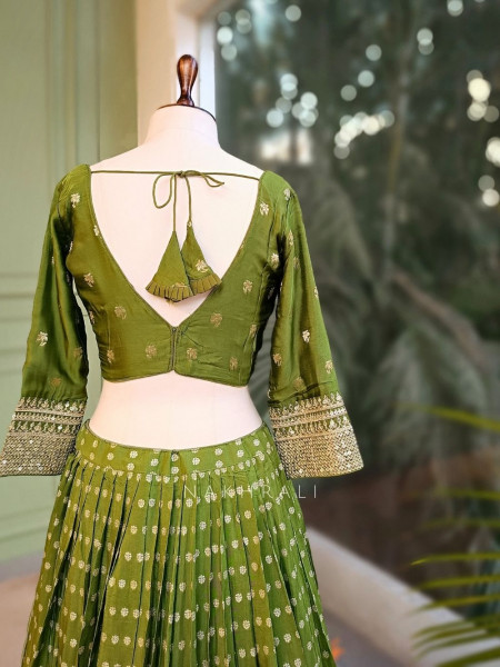 Arnika Green Brocade Lehenga Set with Zari Work