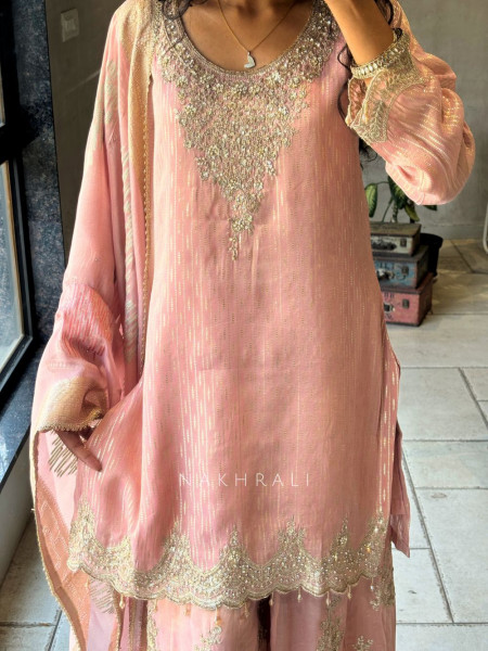 Zohra Sequin Embroidered Suit Set with Tassel Detail