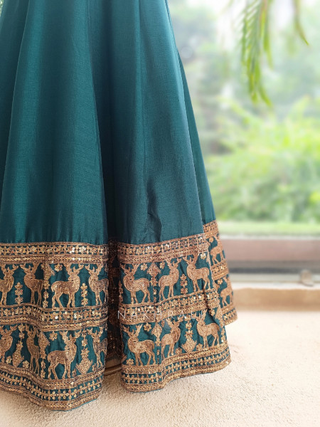 Yashvika Green Raw Silk  Anarkali Suit Set