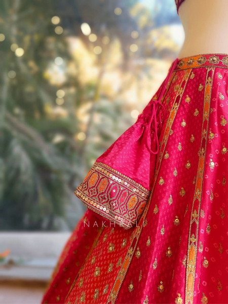 Rudrika Red Bridal Lehenga with Zari Sequin and Gota Patti