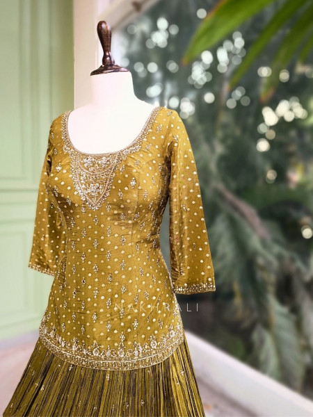 Kanak Mehendi Green Kurta Lehenga Set