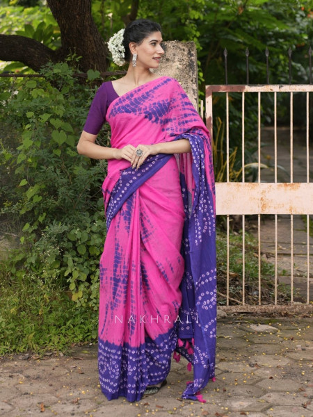 Riva Purple & Pink Tie-Dye Saree