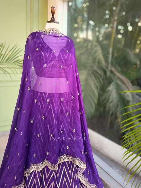 Zavira Purple Lehenga Set with Zari and Sequin Work