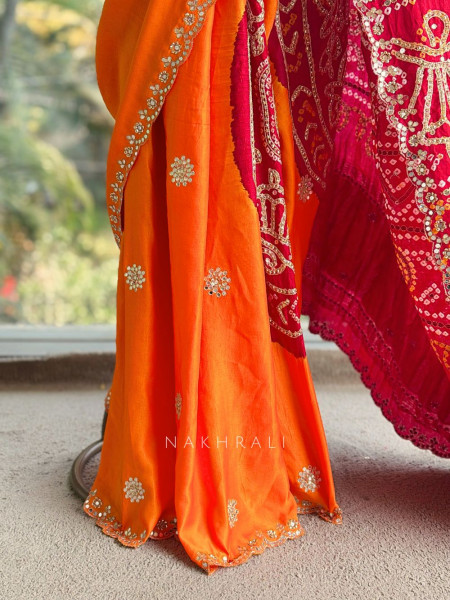Rangtaal Mustard Bandhani Saree