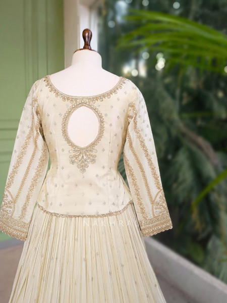 Svara Cream Lehenga Set