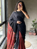 Kairav Red Black Modal Block Print  Saree