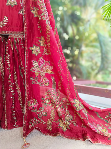 Nirvaya Maroon Suit Set with Thread Sequin Work