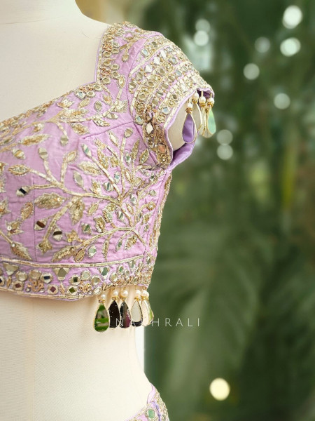 Nyra Multicolor Silk Lehenga Set with Mirror and Thread Embroidery