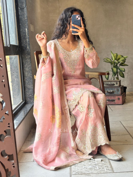 Zohra Sequin Embroidered Suit Set with Tassel Detail