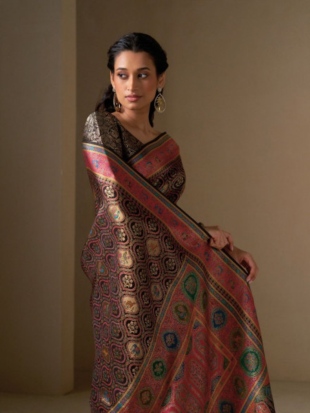 Noorika Black Dola Silk Saree with Woven Zari Work