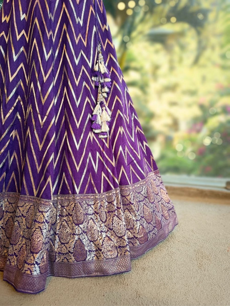 Zavira Purple Lehenga Set with Zari and Sequin Work
